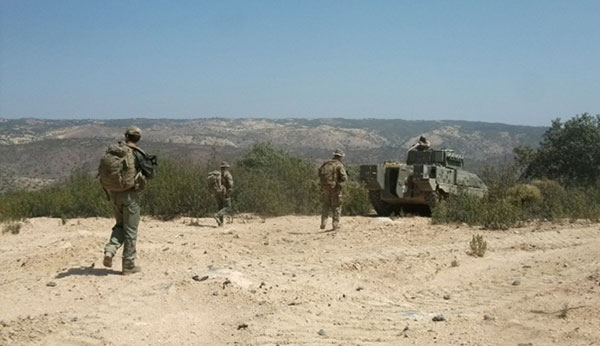 Los militares utilizaron medios mecanizados