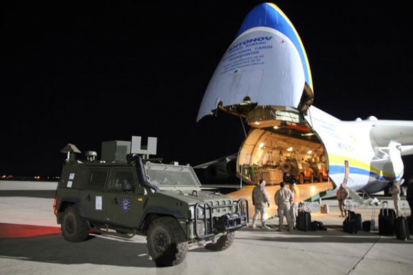 Antonov aircraft being loaded during redeployment