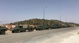 Parade of the logistical convoy in Morocco. 