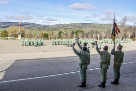 Unidades de la Brigada de la Legión en el patio de armas de Ronda (Tercio 4º)