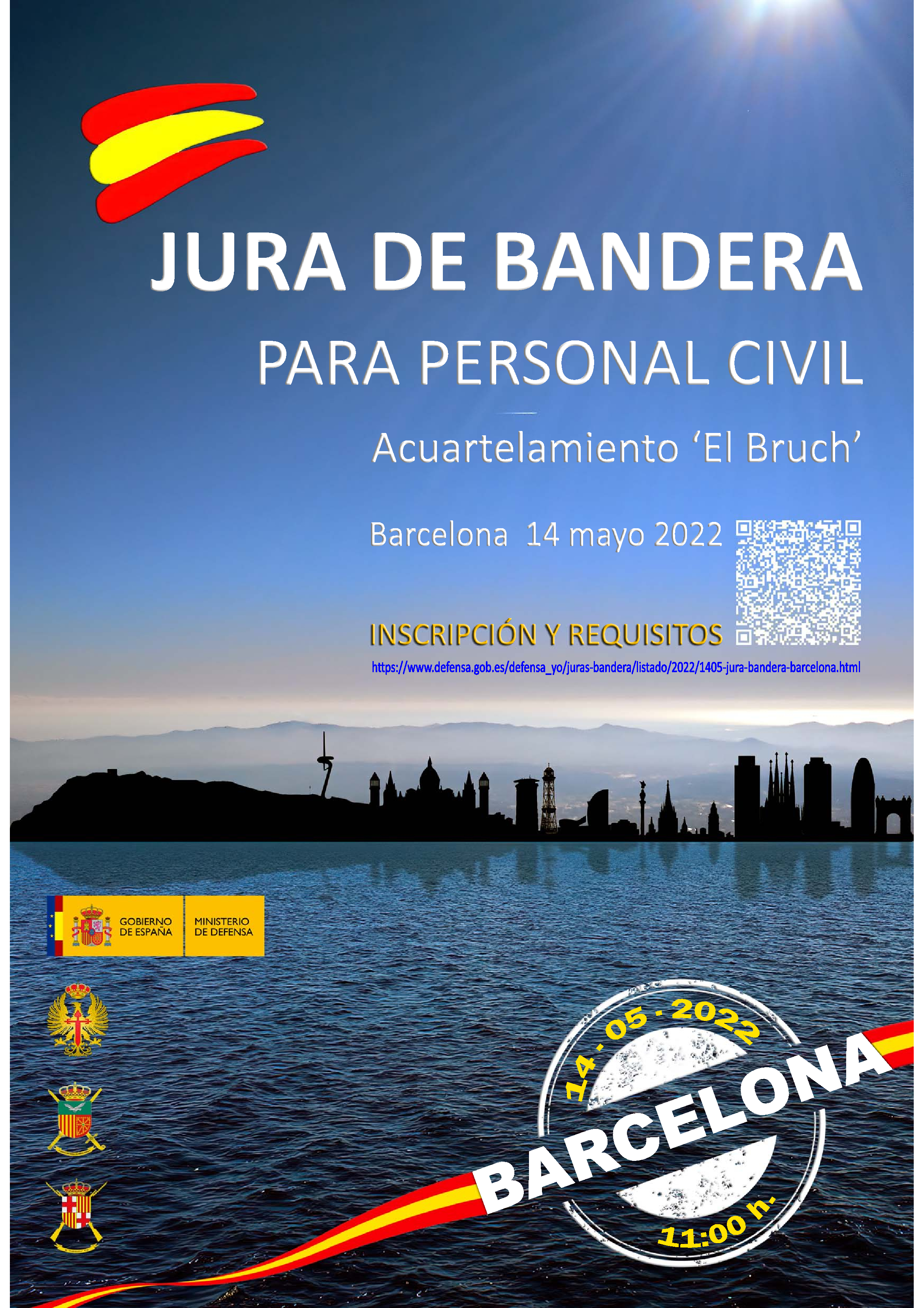 20220514 Cartel Jura de bandera para personal civil en Barcelona