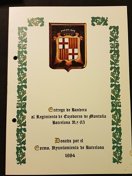 Cédula de Entrega de la Bandera al Regimiento'Barcelona' 63.