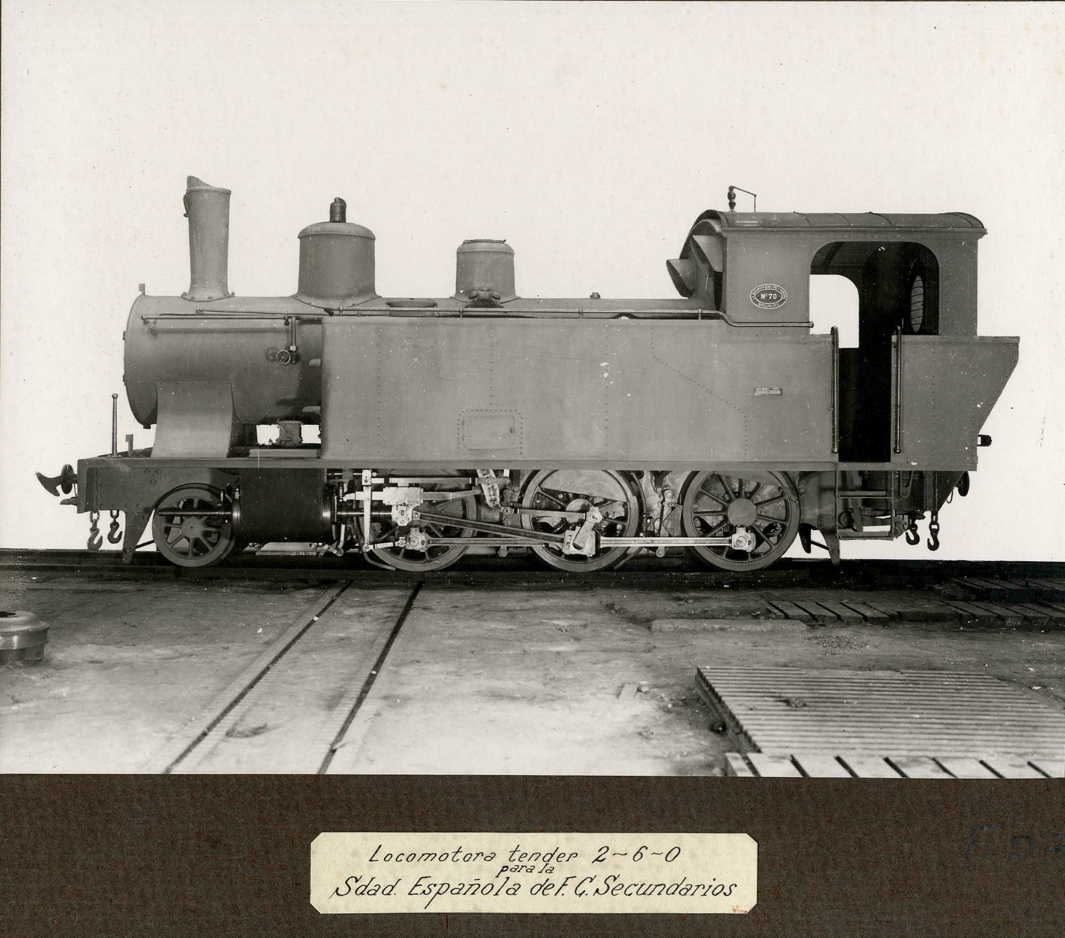 Locomotora Tender 2-6-0 para la sociedad española de ferrocarriles secundarios. 1900