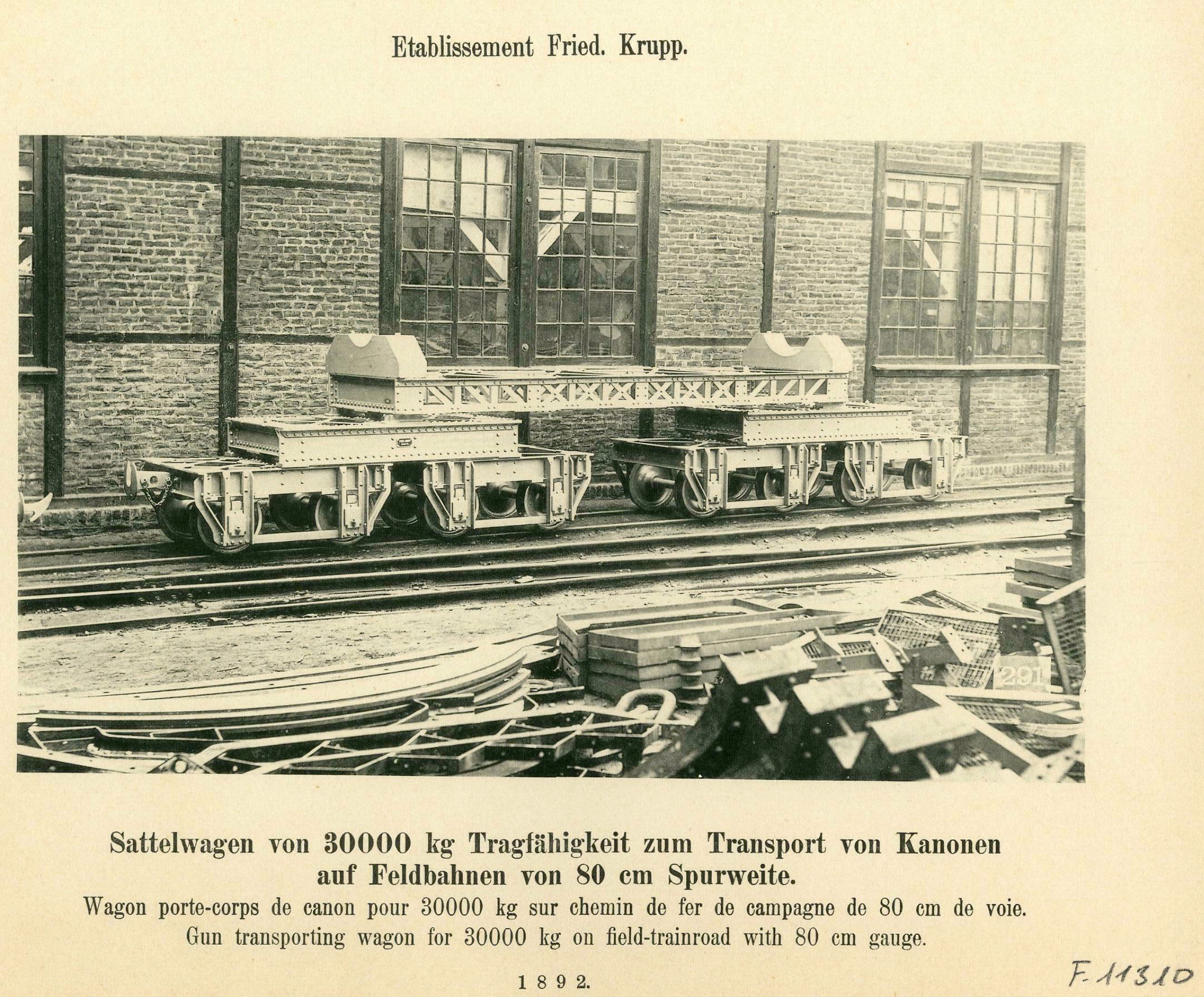 Vagón porta cañones para 30000 kg. 1892