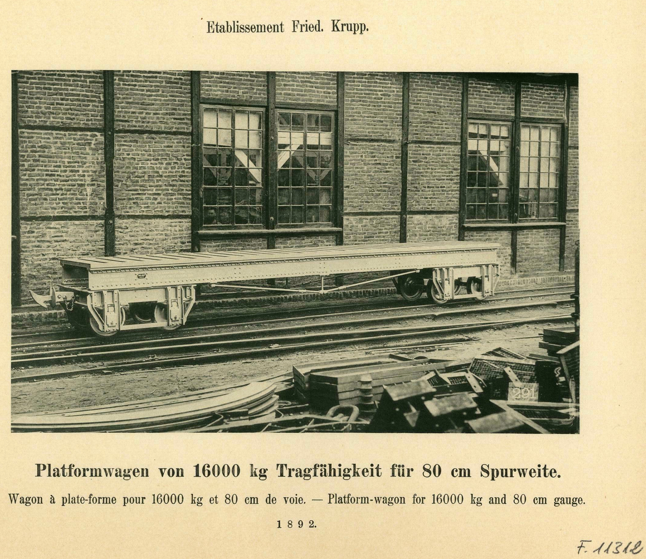 Vagón con plataforma para 16000 kg. 1892