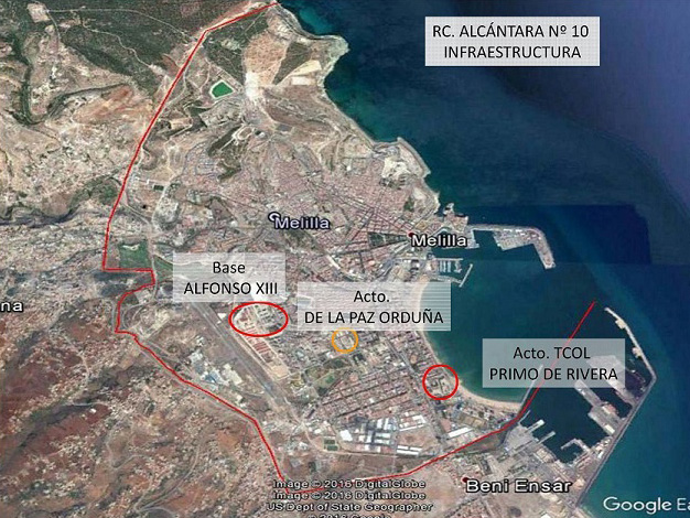 Mapa aéreo de Melilla