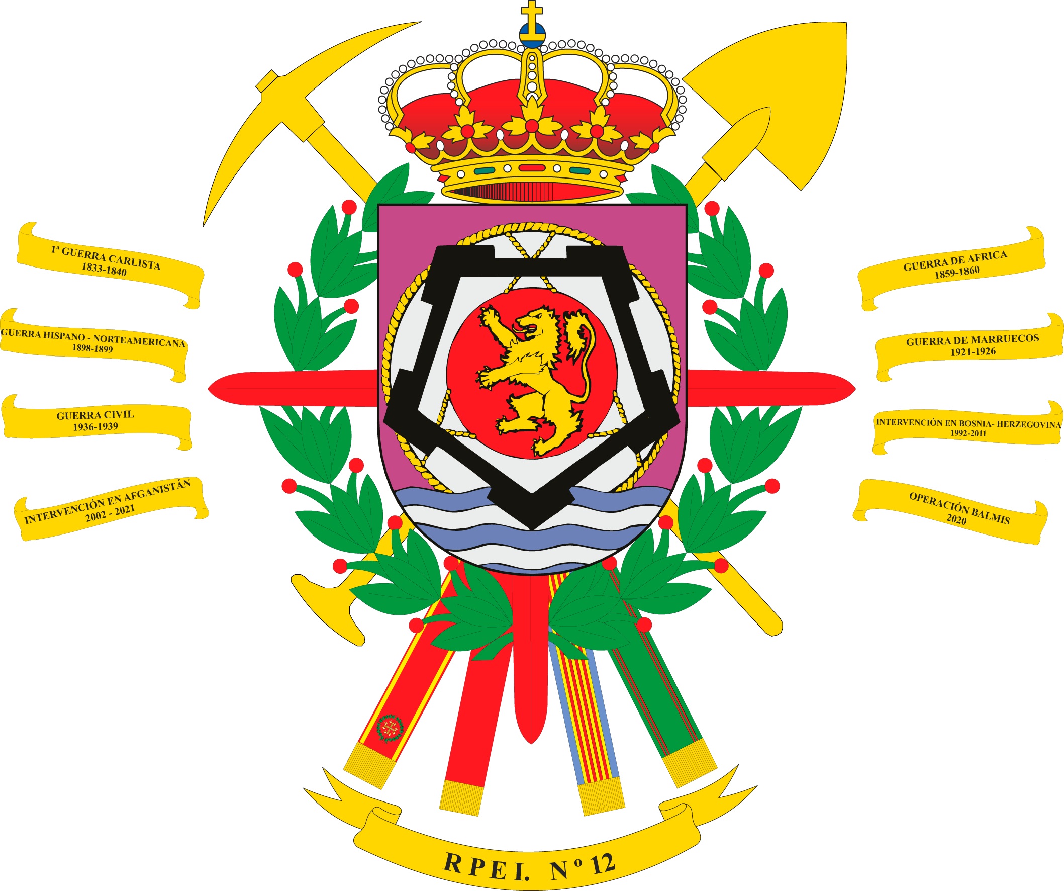 Escudo Regimiento de Pontoneros y Especialidades de Ingenieros número 12