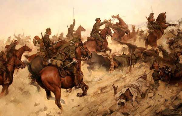 Pintura de una carga del Regimiento 'Alcántara'