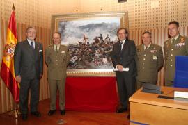 Autoridades en el acto junto al cuadro.