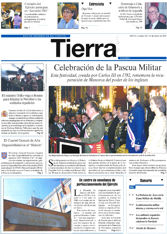 Portada revista ejército enero 2002