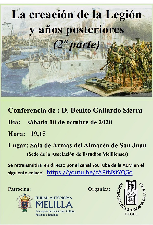 Cartel conferencia: La creación de La Legión y años posteriores