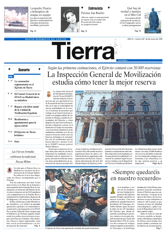 Portada revista ejército enero 1999 Portada revista ejército enero 1998