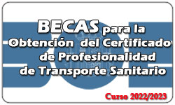 Becas para la obtención del Certificado de Profesionalidadde Transporte Sanitario