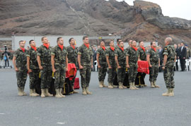 The coffins are escorted by fellow soldiers