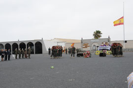 Both coffins are borne by fellow soldiers 