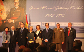 Relatives and the general's biographer (right) attended