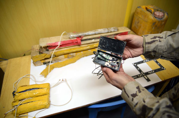 Archive photograph of a deactivated Improvised Explosive Device