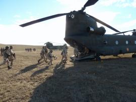 Boarding a Chinook during one of the practical exercises 
