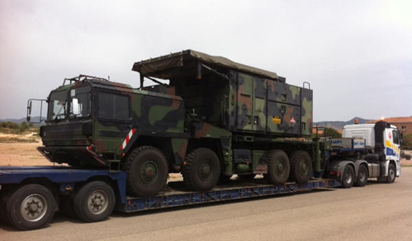 A radar is transported to the base