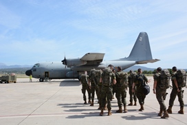Spanish troops boarding.