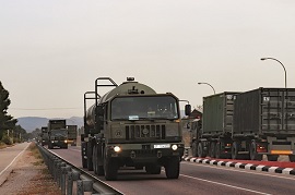 Most of the wheeled vehicles were moved by road and the chain vehicles, by train and góndola