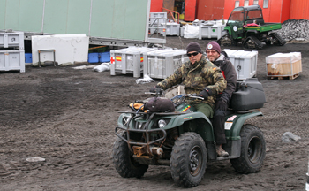 Trasnport of sceintists by quad all-terrrain vehicle