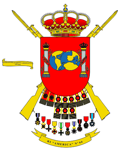 Escudo del Regimiento de Infantería 'América' n&ordm; 66, de Cazadores de Montaña