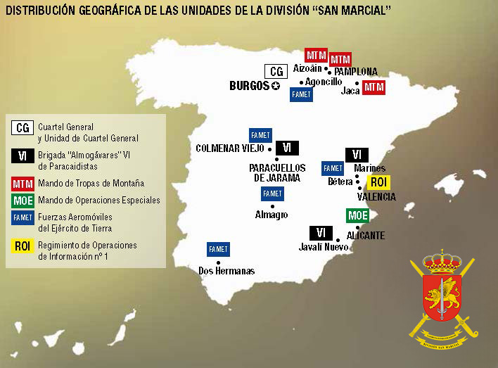 Mapa de España con las Unidades