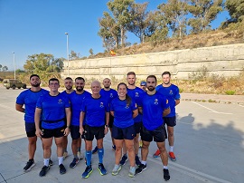 Primera actividad deportiva con los nuevos integrantes del batallón (foto: BCG COMGECEU)