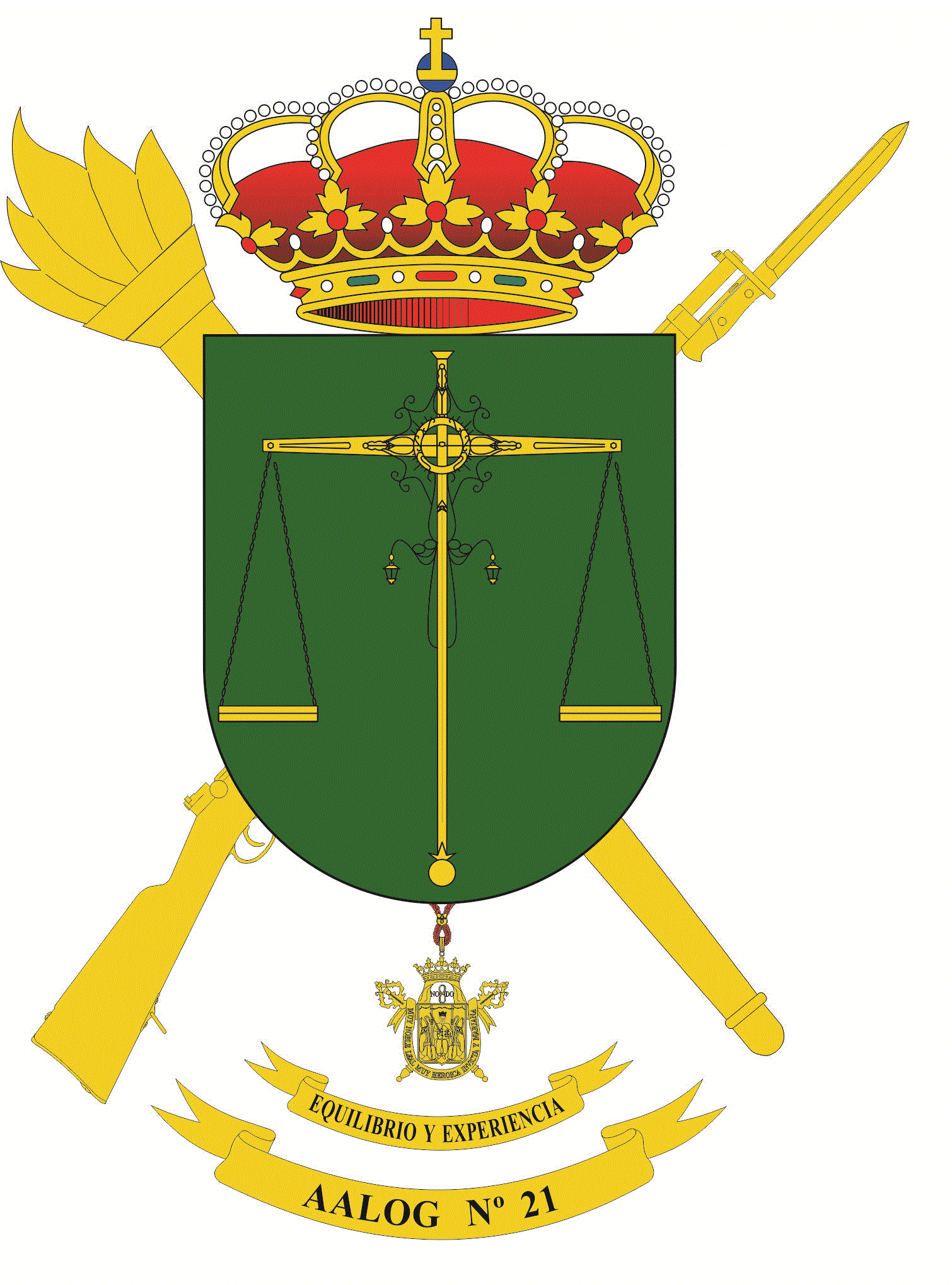 escudo de la AALOG 21 actualizado a feb2023, con lema y medalla ciudad de Sevilla