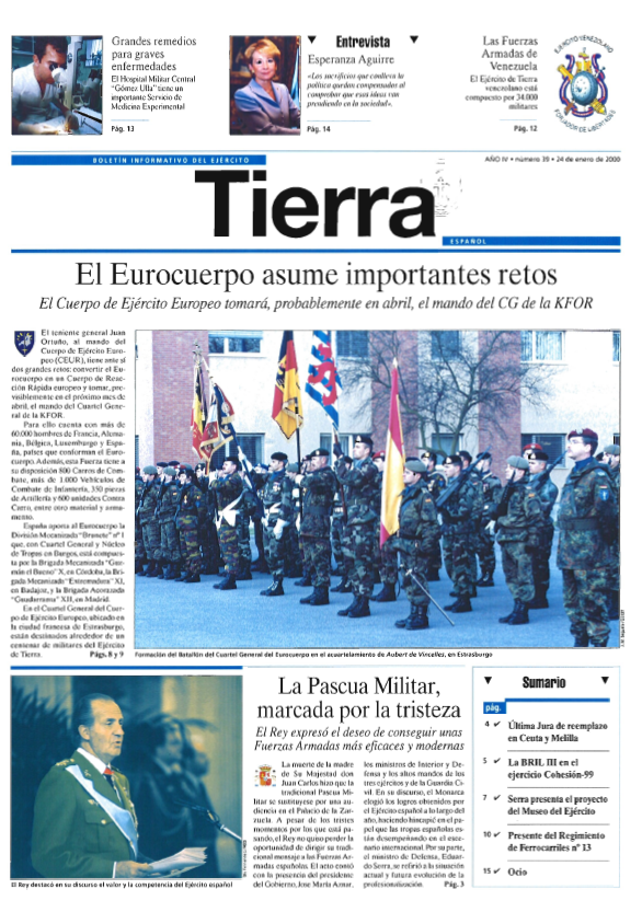 Portada revista ejército enero 1999 Portada revista ejército enero 1998