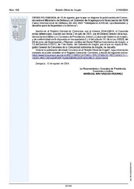 Decreto de publicado del convenio en el BOA