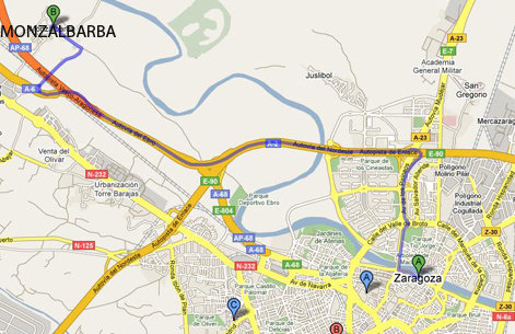 Mapa de Zaragoza-Monzalbarba
