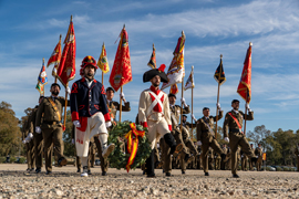 Guiones y banderines rindiendo honores.