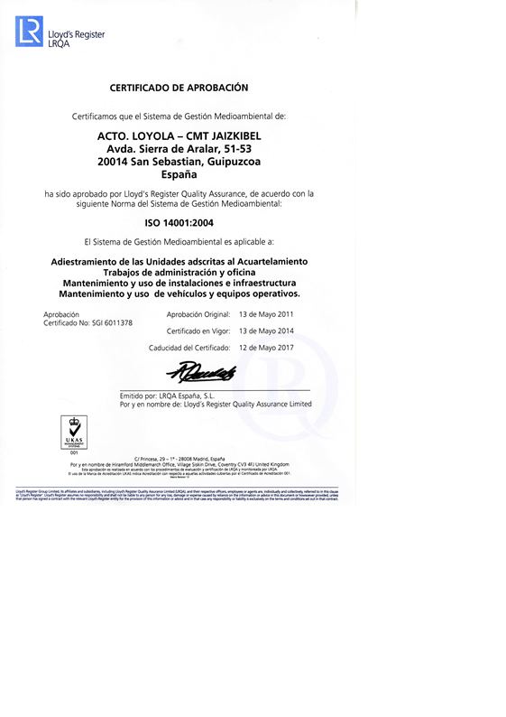CERTIFICADO ISO14001 USAC LOYOLA