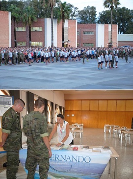 Formacion ante el izado de Bandera y Stand de Informacion turistica