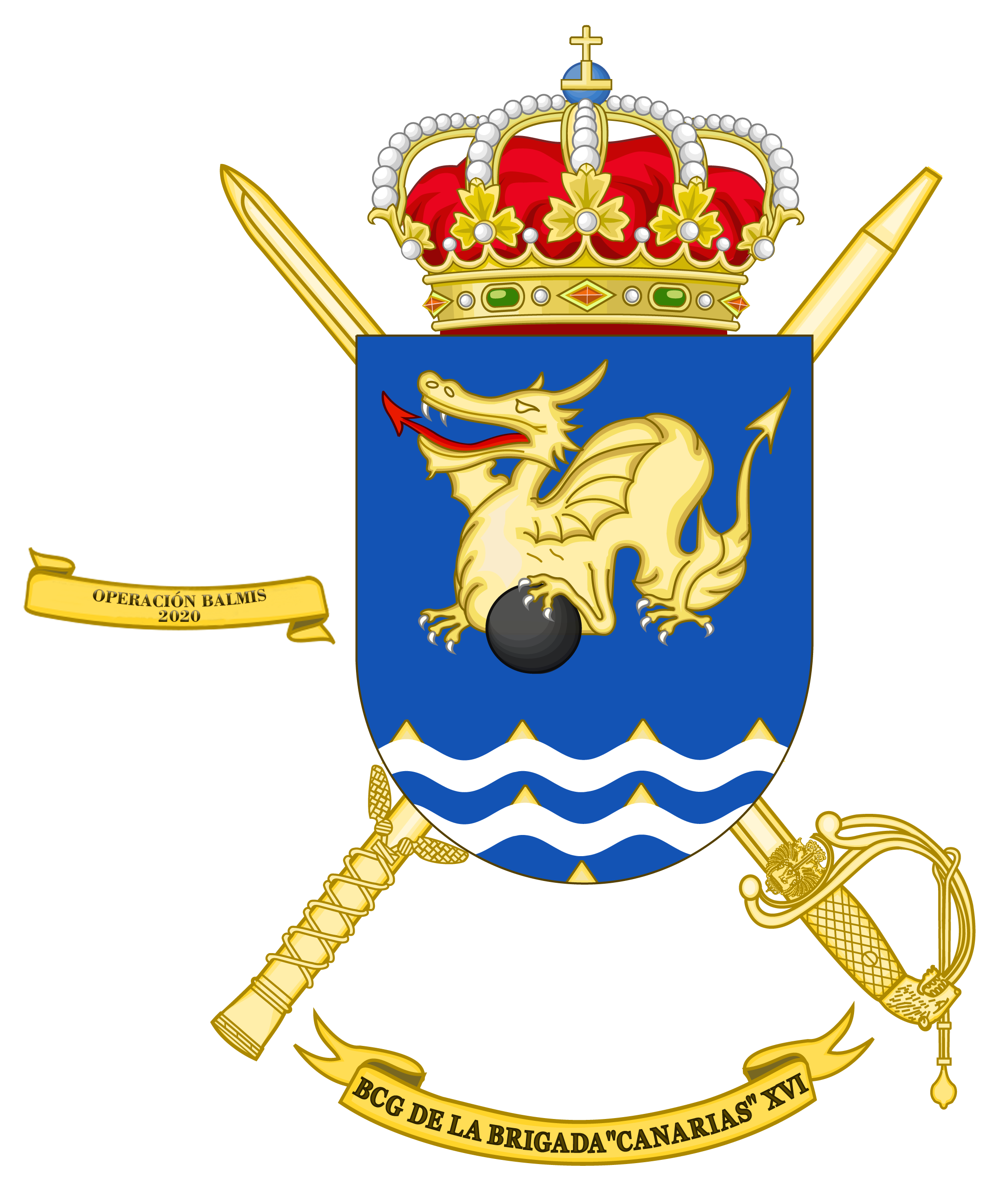 ESCUDO BCG BRICAN XVI (Batallón de Cuartel General de la Brigada Canarias XVI)