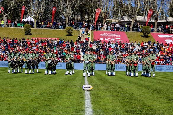 La Banda de Guerra en un momento previo del partido