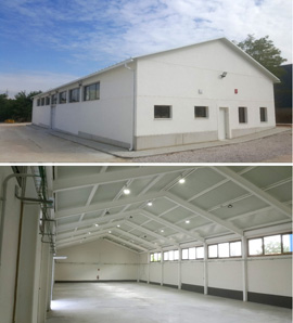 Vista exterior e interior del almacén 