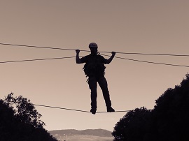 Superando un teleférico superpuesto.