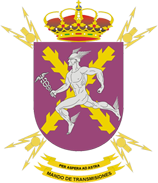 En el campo de azur (azul), busto de plata de “El mensajero de los dioses”, acolado de cuatro órbitas electrónicas de oro dispuestas en cruz y aspa, siendo visibles tres electrones en el extremo inferior de estas