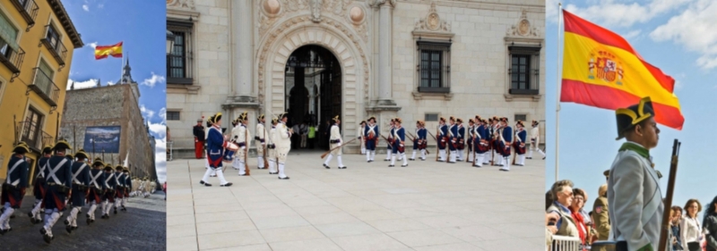 Desfile desde la Plaza de Zocodover - Solemne Izado de Bandera - En el centro: Relevo de la Guardia - FOTO: MUSEO DEL EJÉRCITO