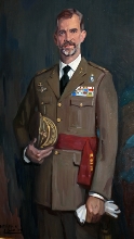 Retrato al óleo de S.M. el Rey Don Felipe VI, con el uniforme de Capitán General del Ejército de Tierra,de Alejandro Taberner Cabeza, 2014. Museo del Ejército.