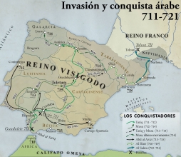 Mapa de la invasión y conquista árabe