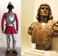 Armadura de soldado de la época y busto de El Gran Capitán. Museo del Ejército.