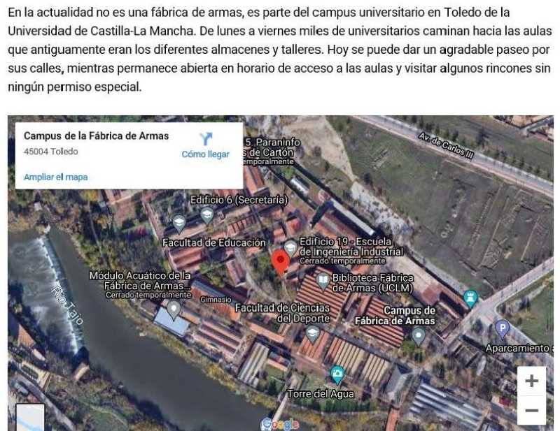 Terrenos de la Antigua Fábrica de Armas, ocupados hoy por el Campus de la Universidad de Castilla-La Mancha.