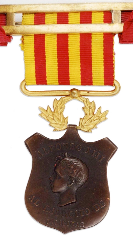 Medalla de la campaña de Filipinas de 1896-1898 del soldado Marcelo Adrián Obregón