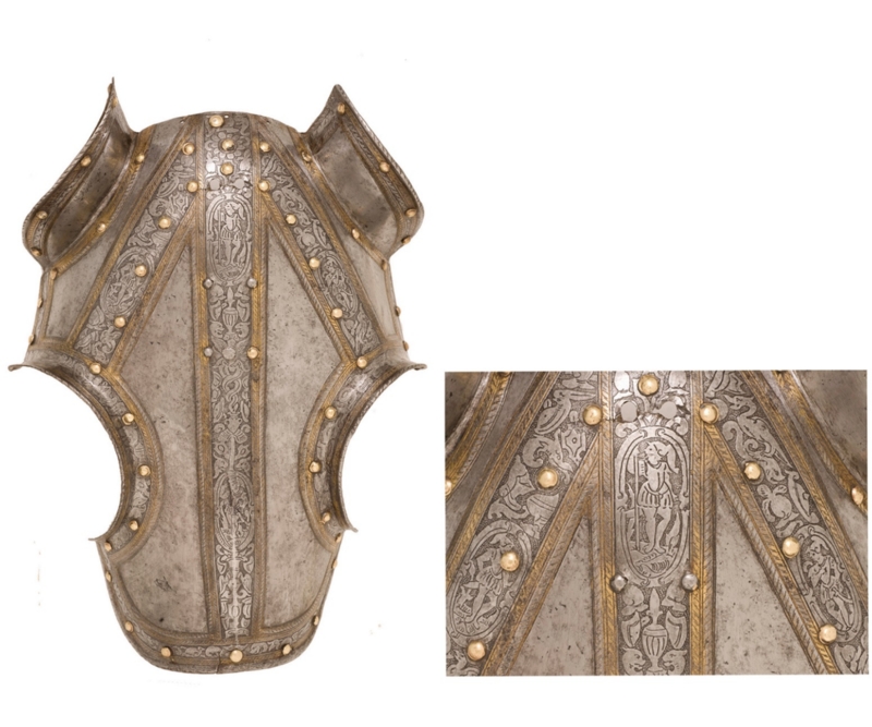 Testera formada por tres piezas remachadas entré sí. Museo del Ejército.