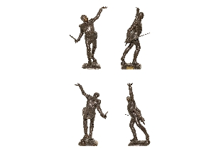 El Teniente Jacinto Ruiz es retratado en movimiento, en su figura se encierran pasado, presente y futuro, tres tiempos en una misma acción. Museo del Ejército.