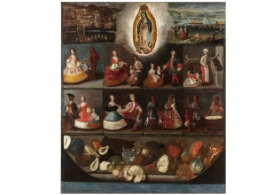 &nbsp;Pintura de Castas con la imagen de la Virgen de Guadalupe, de Luis de Mena, 1750.